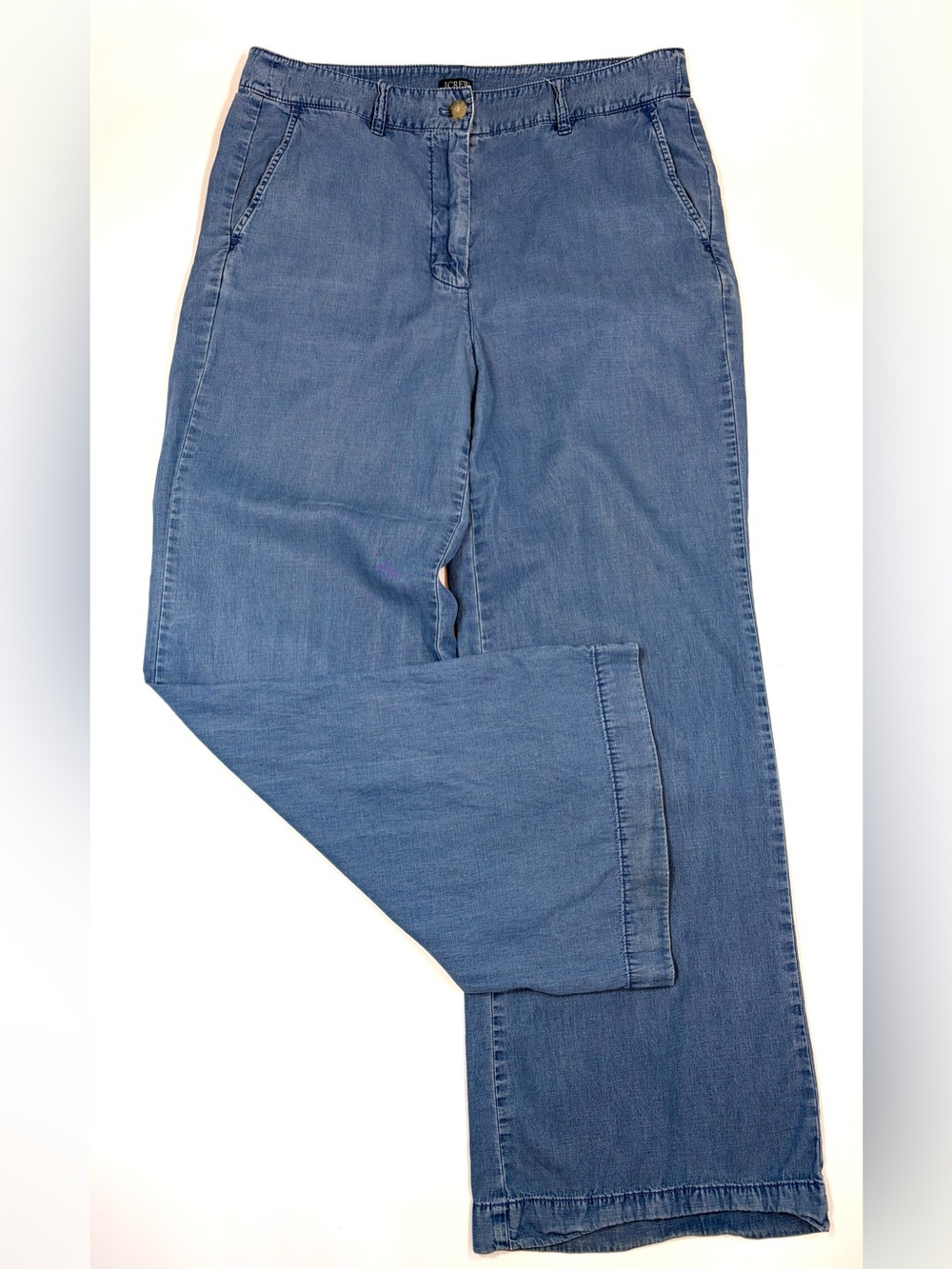 J.Crew Chambray Wide Leg Pants Size 12 Lyocell Linen Blend